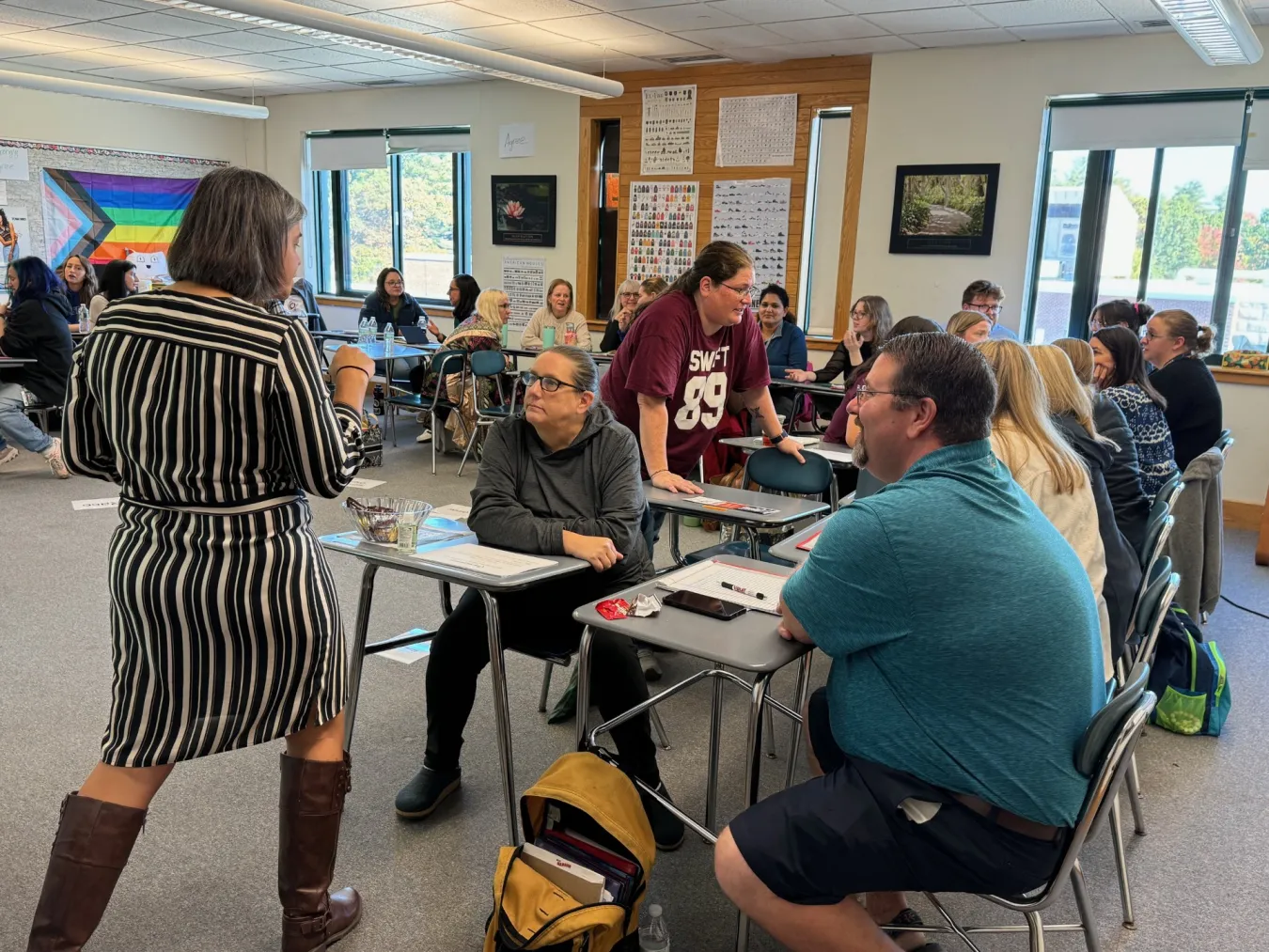 An image of NEA-NH members in a classroom for the 2024 Fall Instructional Conference