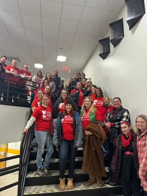 Amherst Education Association members in red