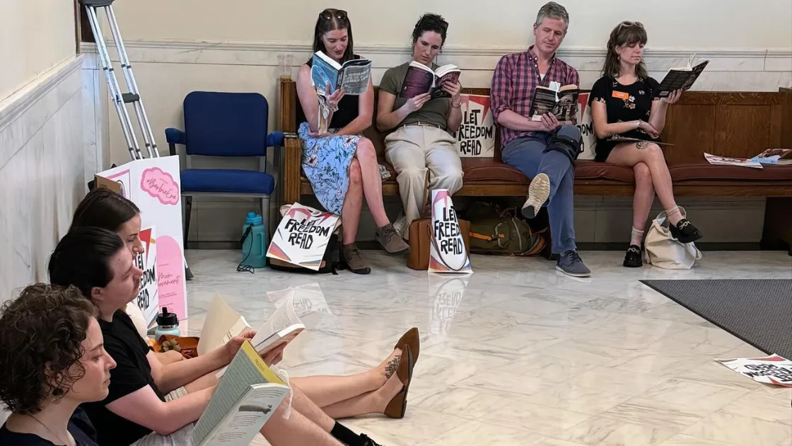 NEA-NH members at a read-in