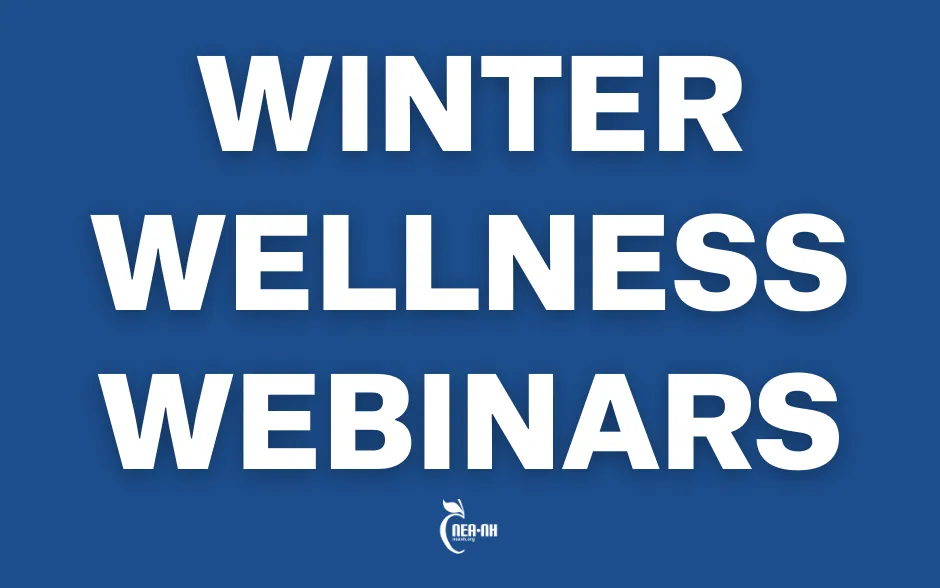 Blue rectangle graphic reads: "Winter Wellness Webinars"
