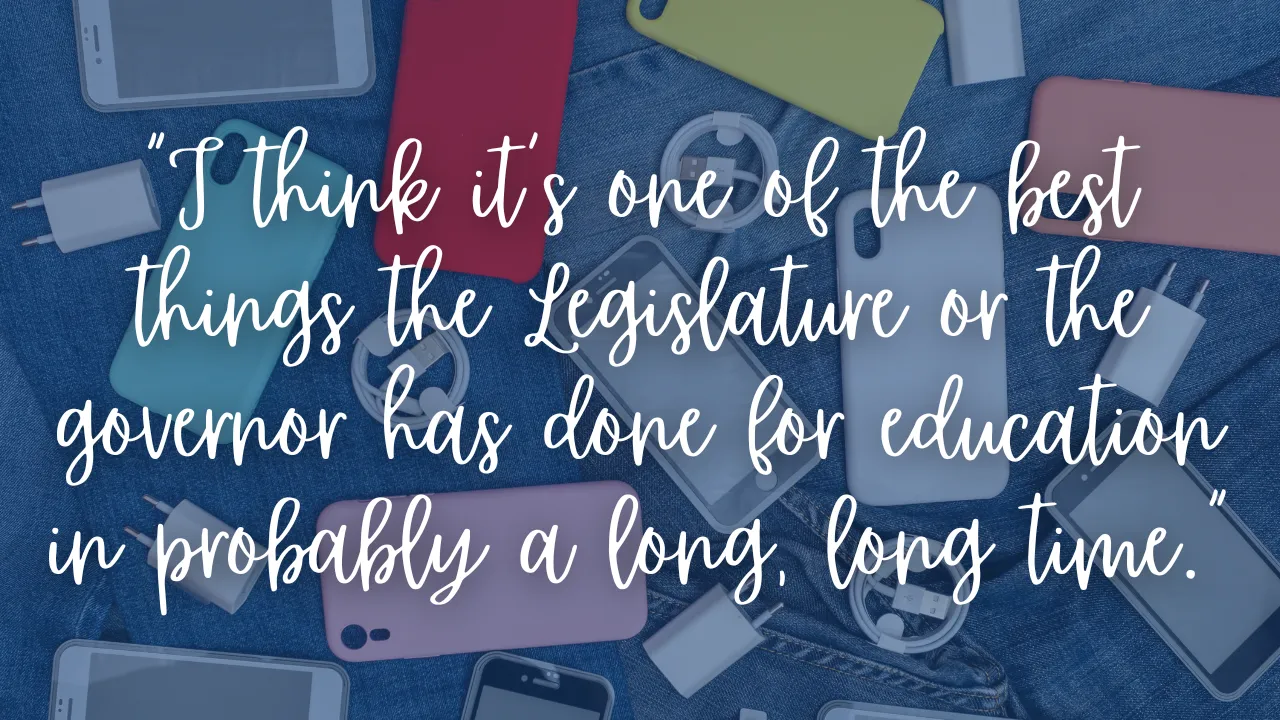 A quote graphic reads: "“I think it’s one of the best things the Legislature or the governor has done for education in probably a long, long time.”"