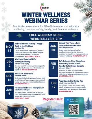 A calendar of the 2026/27 Winter Wellness Webinars